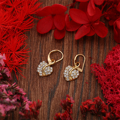 Cubic Zirconia and 18K Gold-Plated Heart Leverback Earrings Set, gold drop earrings for women, lifestyle look