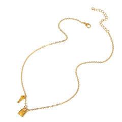 18K Gold-Plated Key & Lock Pendant Necklace