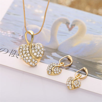 Cubic Zirconia & 18K Gold-Plated Heart Leverback Earrings Set