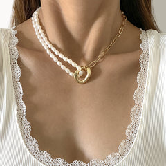 Pearl & 18K Gold-Plated Abstract Pendant Necklace