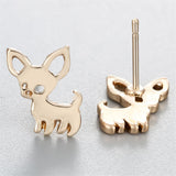 Goldtone Chihuahua Stud Earrings