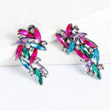 Pink & Blue Cubic Zirconia Marquise Wing Drop Earrings