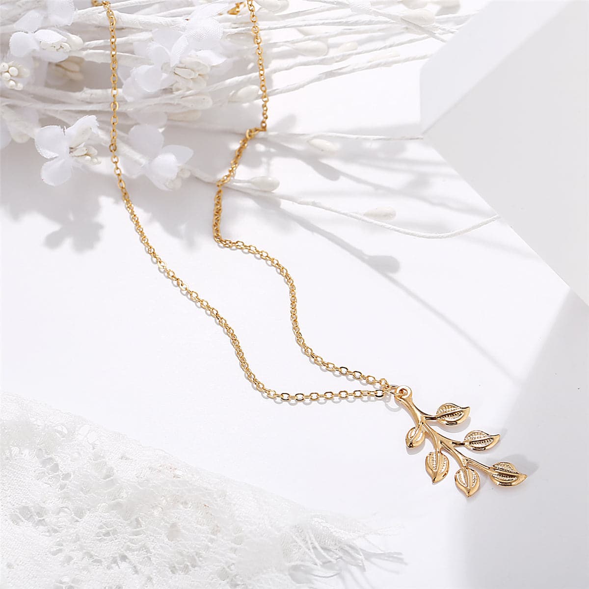 18K Gold-Plated Leaf Pendant Necklace
