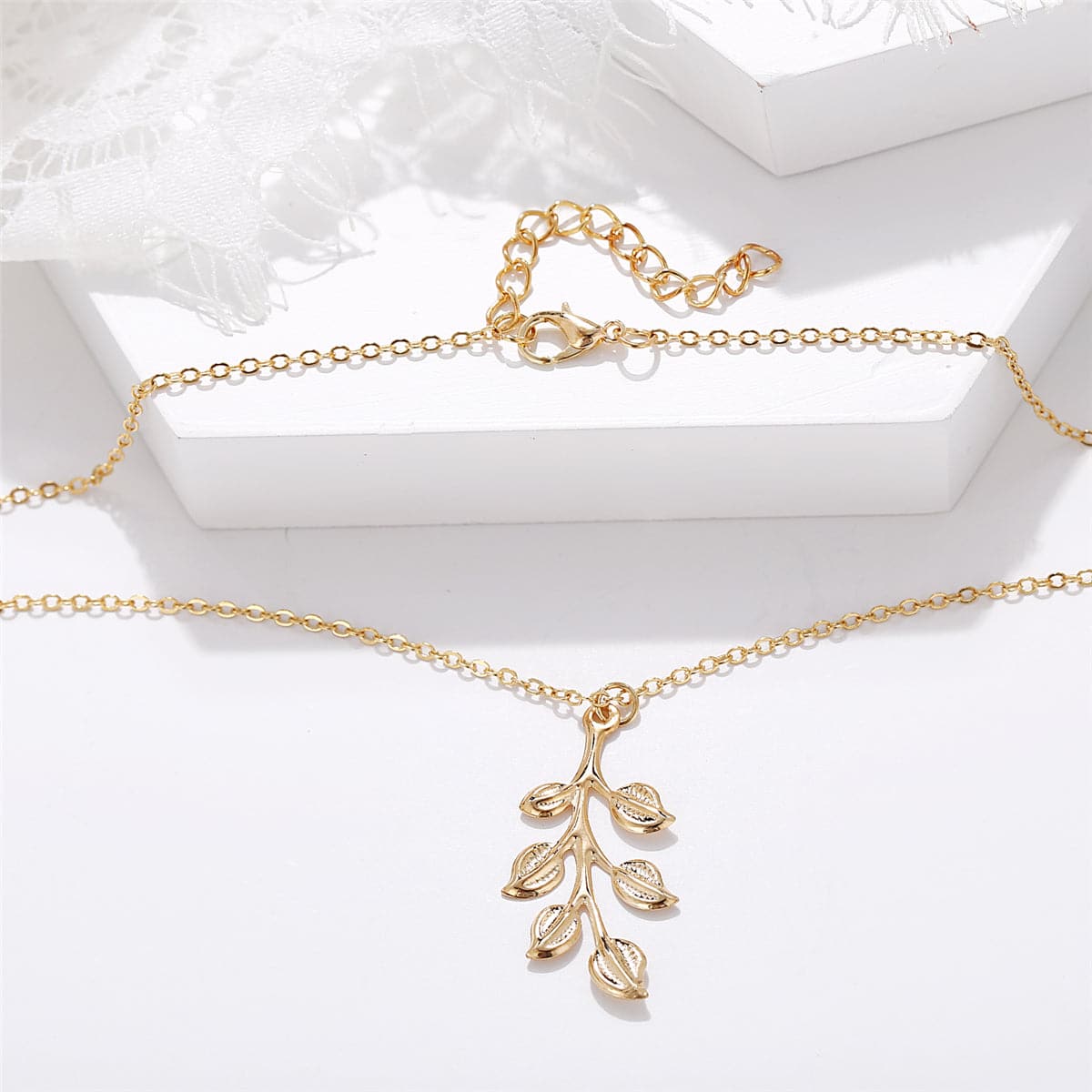 18K Gold-Plated Leaf Pendant Necklace