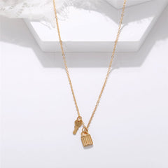 18K Gold-Plated Key & Lock Pendant Necklace