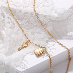 18K Gold-Plated Key & Lock Pendant Necklace