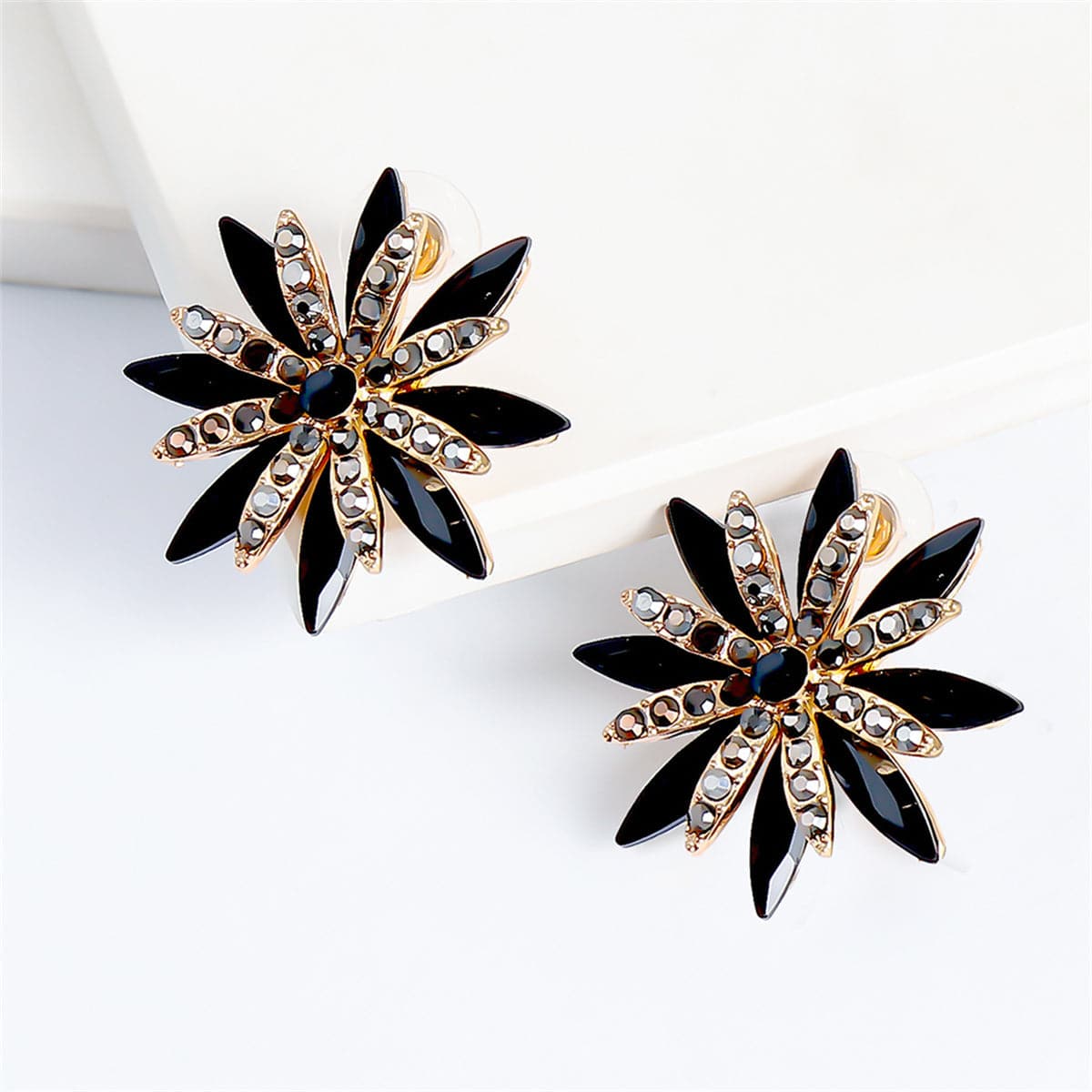 Cubic Zirconia & Crystal 18K Gold-Plated Floral Stud Earrings