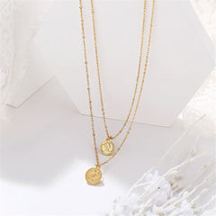 18K Gold-Plated Eye Coin Layered Pendant Necklace