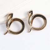 Cubic Zirconia & 18K Gold-Plated Snake Stud Earrings