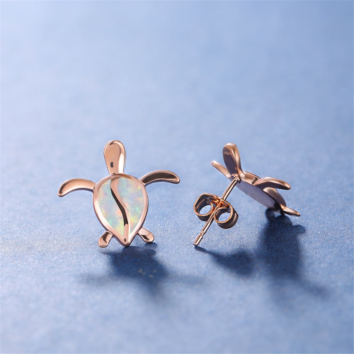 Opal & 18K Rose Gold-Plated Turtle Stud Earrings