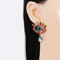 Blue Crystal & Cubic Zirconia Eye Drop Earrings
