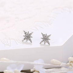 Cubic Zirconia & Silver-Plated Starburst Stud Earrings