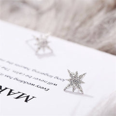 Cubic Zirconia & Silver-Plated Starburst Stud Earrings