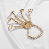 18K Gold-Plated Skeleton Hand Wrist-To-Ring Bracelet