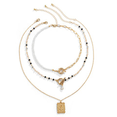 Cubic Zirconia & Pearl 18K Gold-Plated Rose Pendant Necklace Set