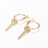 Goldtone 'Love' Key Drop Earrings
