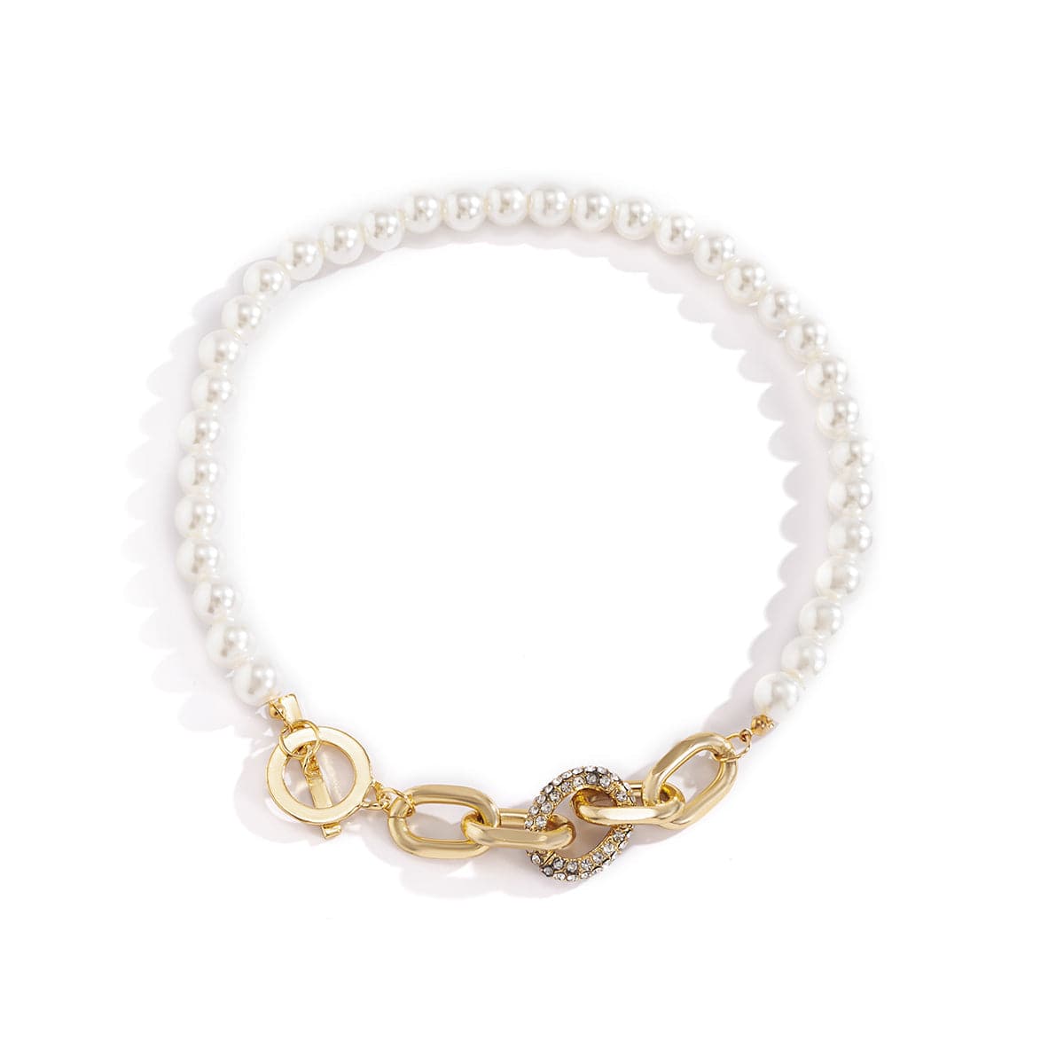 Pearl & Cubic Zirconia 18K Gold-Plated Beaded Toggle Necklace