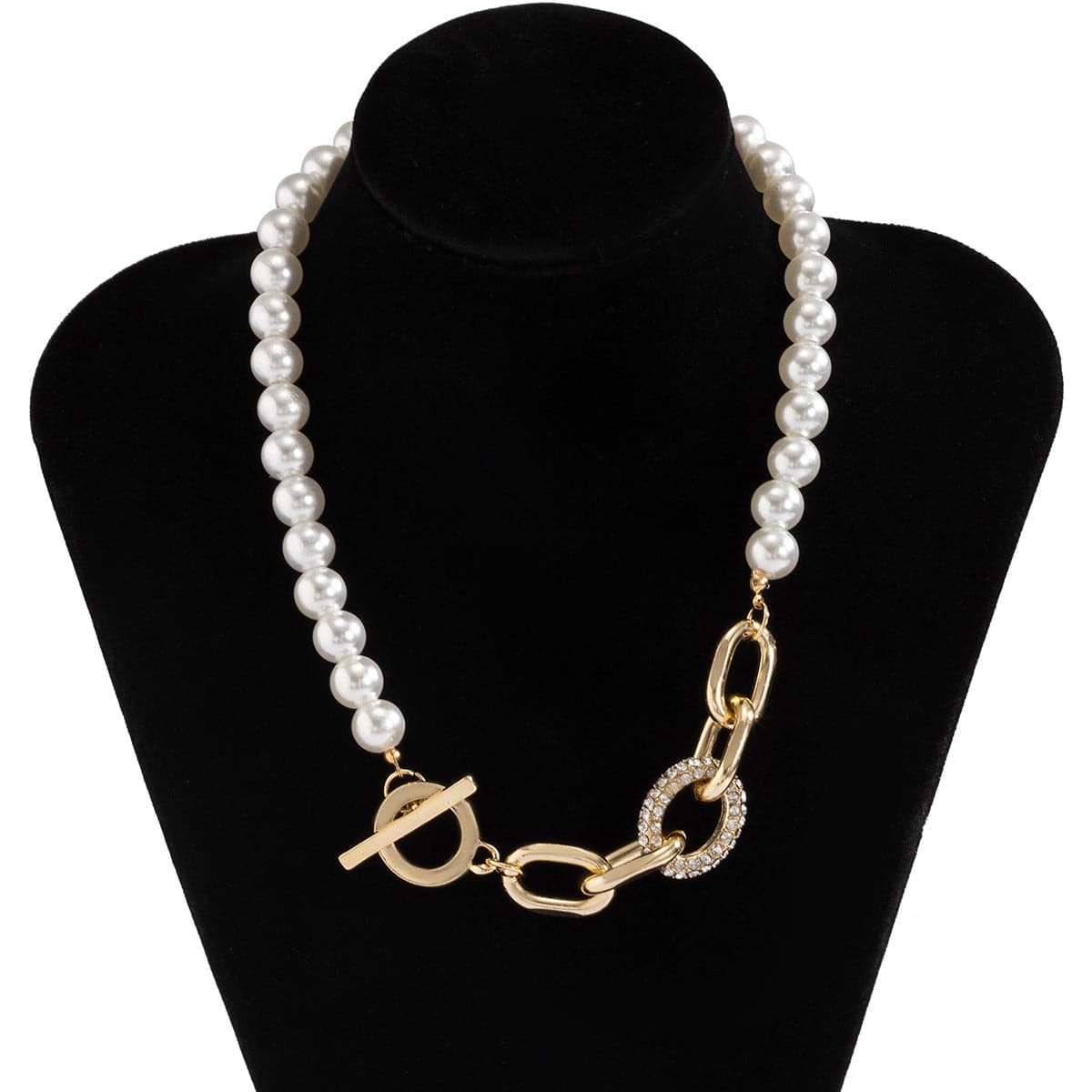 Pearl & Cubic Zirconia 18K Gold-Plated Beaded Toggle Necklace