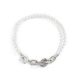 Imitation Pearl & Silvertone Beaded Toggle Necklace