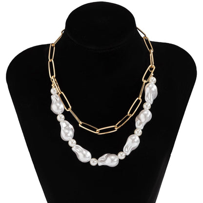 Pearl & 18K Gold-Plated Figaro Layered Necklace