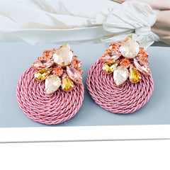 Light Pink Cubic Zirconia & Crystal Cluster Rope Teardrop Earrings