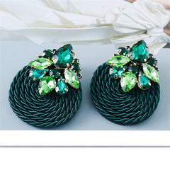 Green Crystal & Cubic Zirconia 18K Gold-Plated Round Drop Earrings