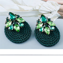 Green Crystal & Cubic Zirconia 18K Gold-Plated Round Drop Earrings