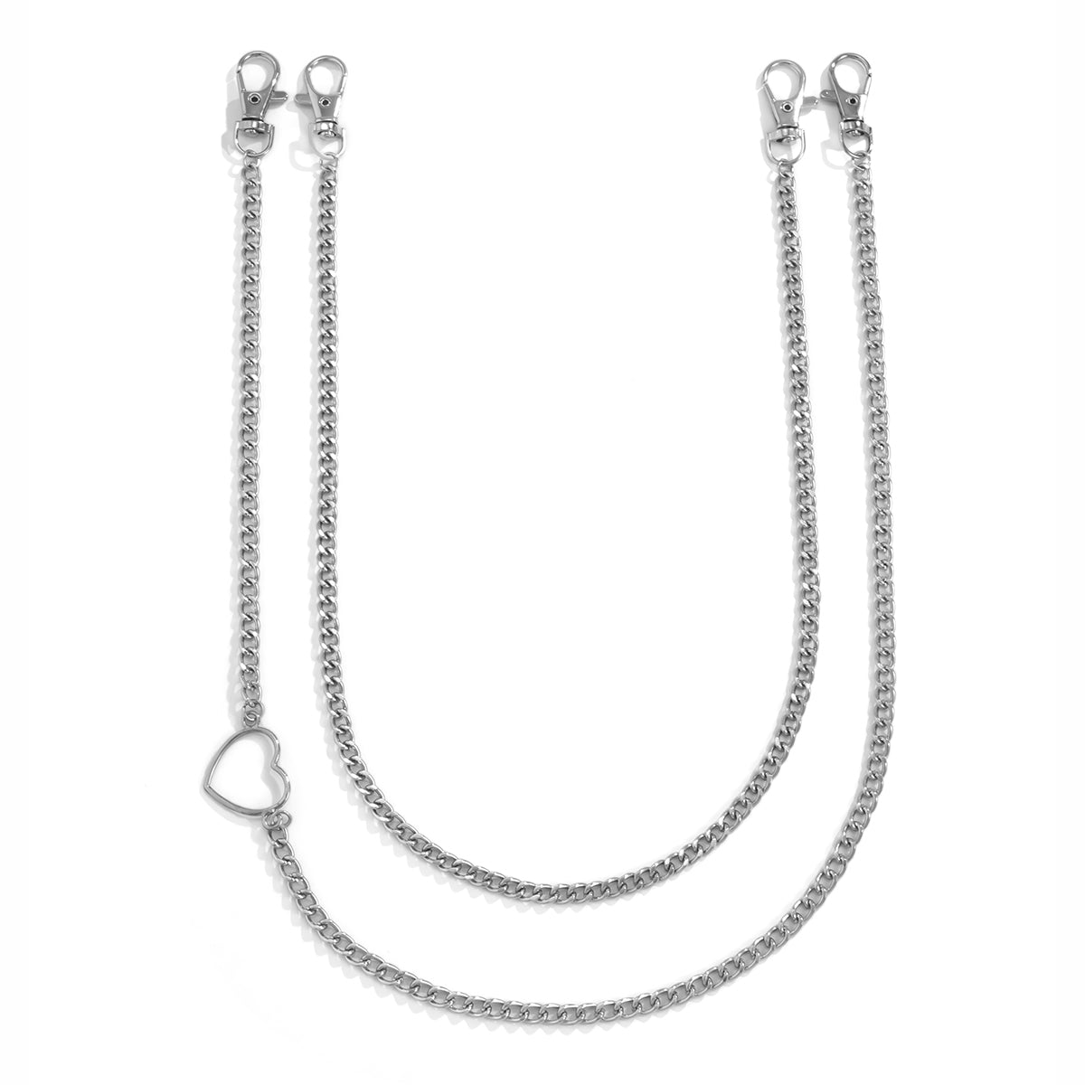 Silver-Plated Open Heart Waist Chain Set