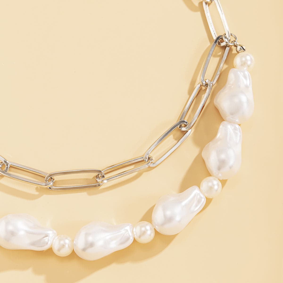Pearl & 18K Gold-Plated Figaro Layered Necklace