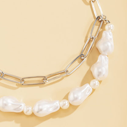 Pearl & 18K Gold-Plated Figaro Layered Necklace