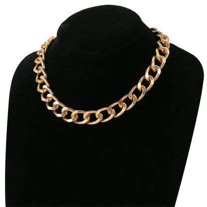 18K Gold-Plated Chunky Curb Chain Necklace, chunky gold choker necklace, botanical inspired, styled look