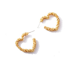 18K Gold-Plated Twisted Heart Hoop Earring