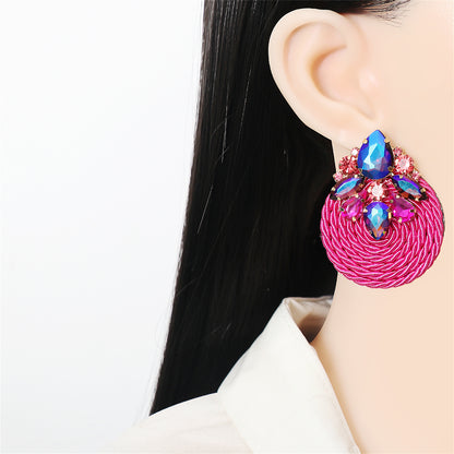 Rose Cubic Zirconia and Crystal Cluster Rope Teardrop Earrings, drop earrings for women, botanical inspired, lifestyle look