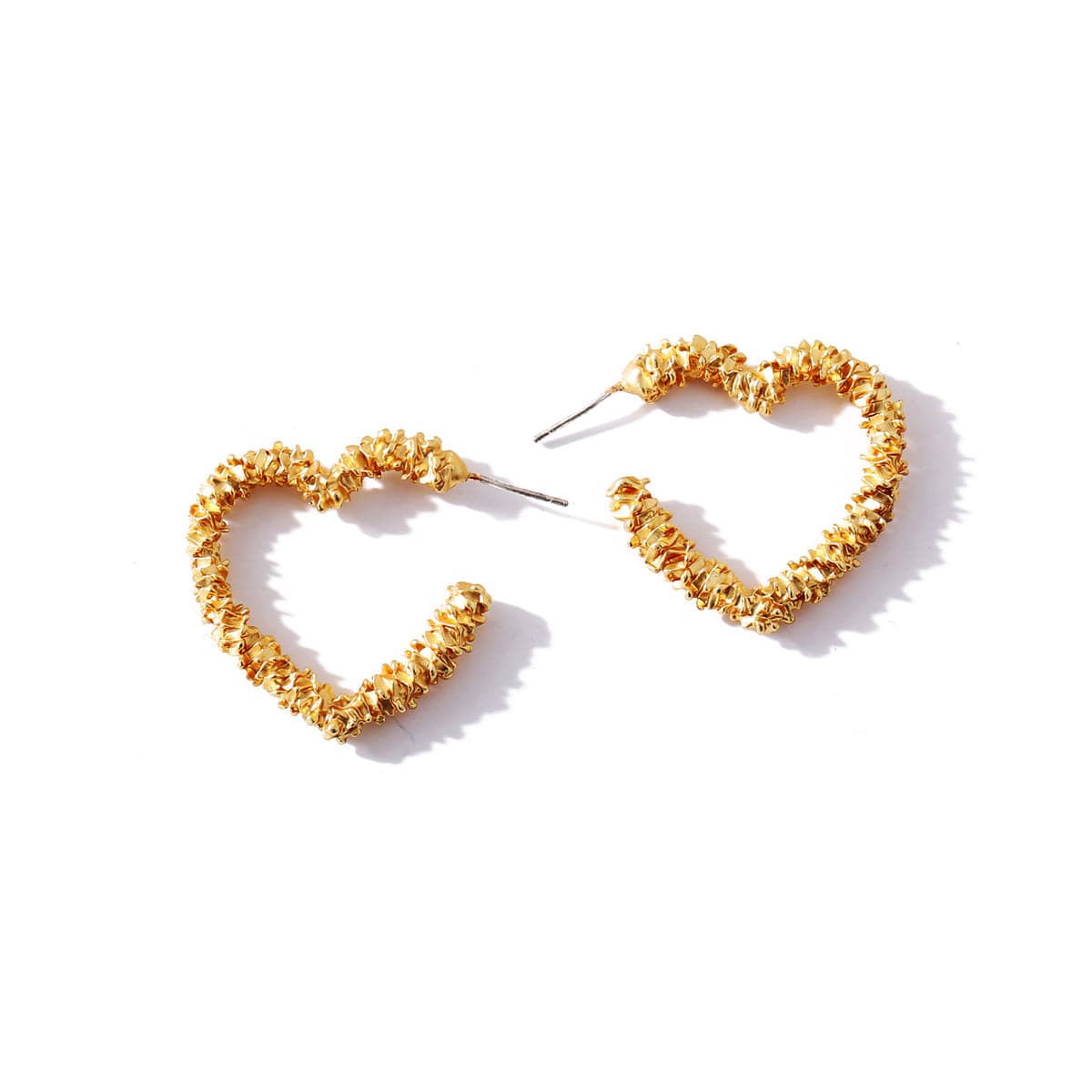 18K Gold-Plated Twisted Heart Hoop Earring