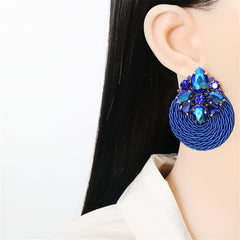Blue Cubic Zirconia & Crystal Cluster Rope Teardrop Earrings