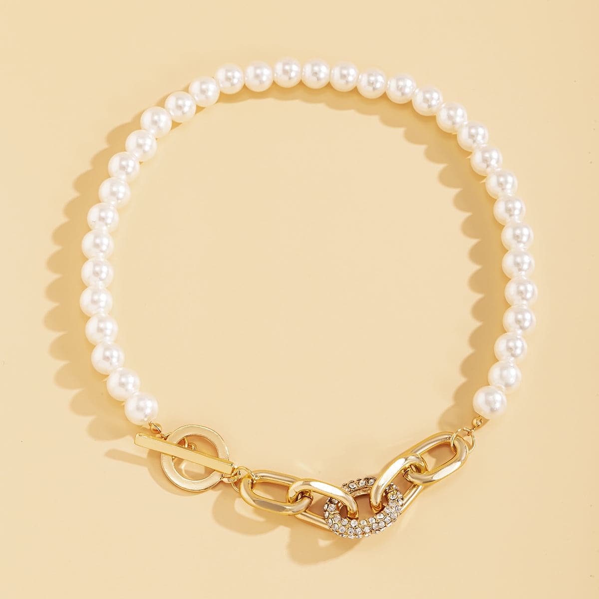 Pearl & Cubic Zirconia 18K Gold-Plated Beaded Toggle Necklace