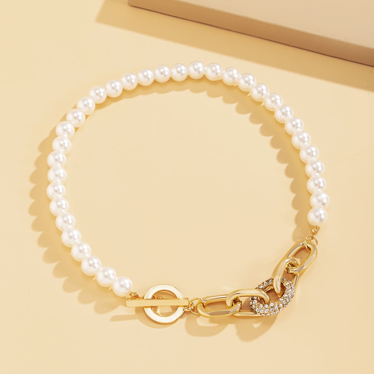 Pearl & Cubic Zirconia 18K Gold-Plated Beaded Toggle Necklace