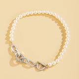 Imitation Pearl & Silvertone Beaded Toggle Necklace