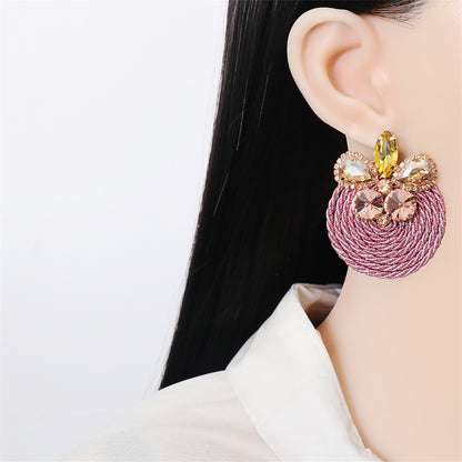 Pink Crystal and Cubic Zirconia Butterfly Drop Earrings, drop earrings for women, botanical inspired, front view