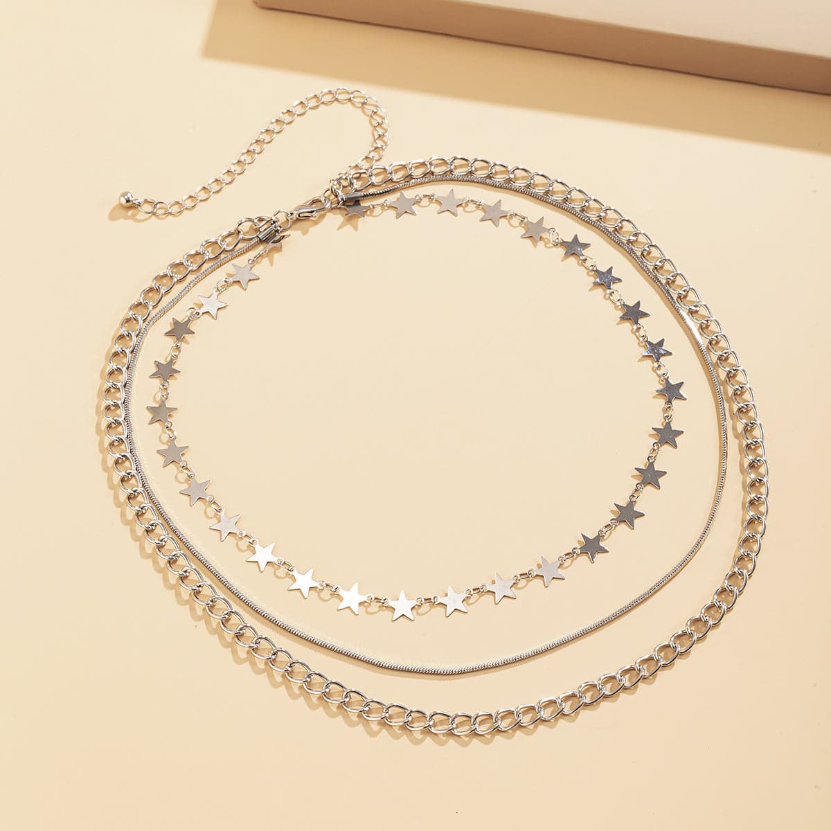 Silver-Plated Linking Star Layered Necklace