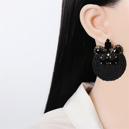 Black Crystal and Cubic Zirconia Butterfly Drop Earrings, drop earrings for women, botanical inspired, front view
