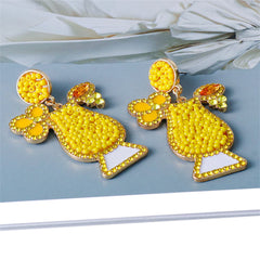 Yellow Crystal & Cubic Zirconia Wine Glass Drop Earrings