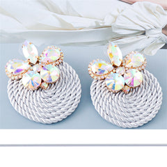 Cubic Zirconia & Crystal Butterfly Round Drop Earrings