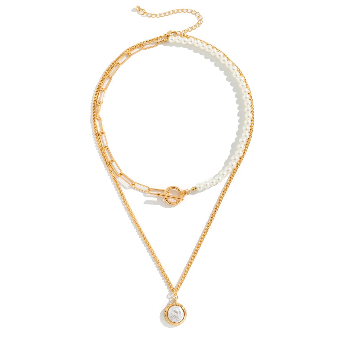 Pearl and 18K Gold-Plated Toggle Necklace Set, jewelry gift sets for women, everyday style, styled look