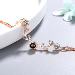 Cubic Zirconia & 18K Rose Gold-Plated Antler Charm Bracelet