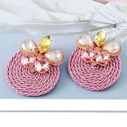 Pink Crystal and Cubic Zirconia Butterfly Drop Earrings, drop earrings for women, botanical inspired, detail close-up
