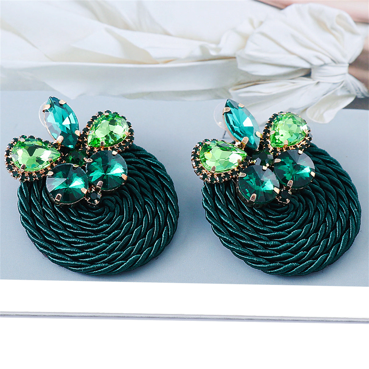 Green Crystal and Cubic Zirconia Butterfly Drop Earrings, drop earrings for women, dainty minimalist design, lifestyle look