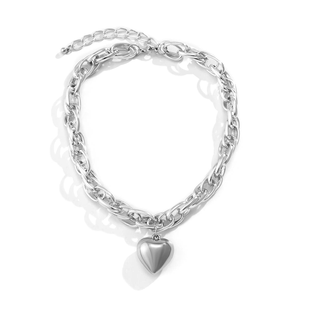 Silver-Plated Heart Pendant Necklace