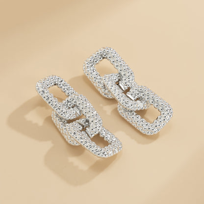 Silver-Plated Oversize Chain Link Drop Earrings, silver drop earrings for women, everyday style, side view