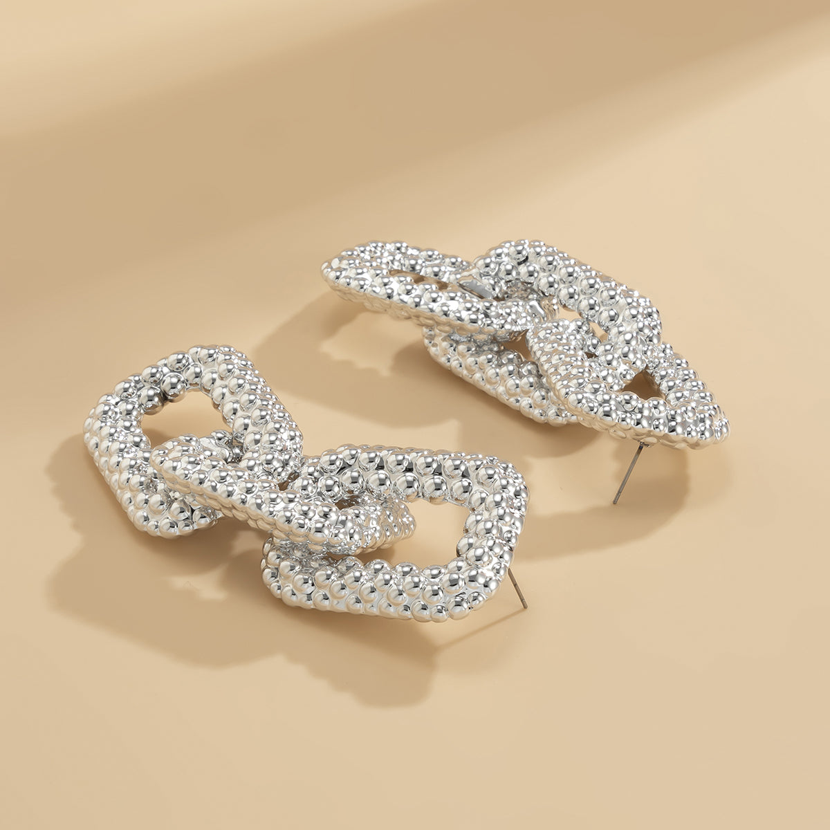 Silver-Plated Oversize Chain Link Drop Earrings, silver drop earrings for women, everyday style, lifestyle look